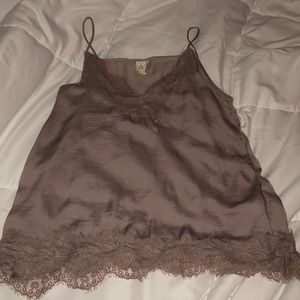 Satin tank with lace detail
